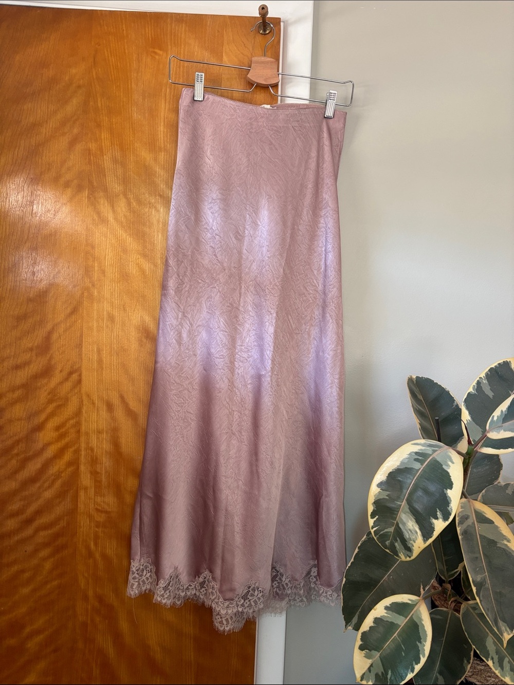 Bohme Lace-Hem Satin Slip Skirt
